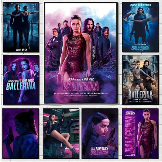 Movie J-John W-Wick B-Ballerina Poster HD art poster for home living room bar office decoration sticky waterproof Peaceful Pleasures Health and Wellness