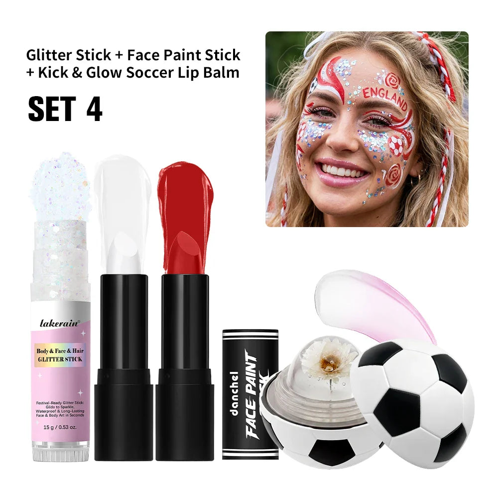Face Paint & Glitter Stick Set – High Pigment Sport & Festival