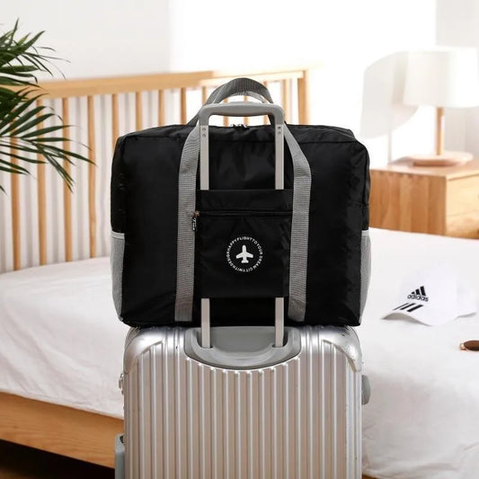Large Capacity Foldable Airplane Bag Portable Travel Bag Lever Lift Sports & Fitness Organizer Storage Bag for Travel Peaceful Pleasures Health and Wellness black