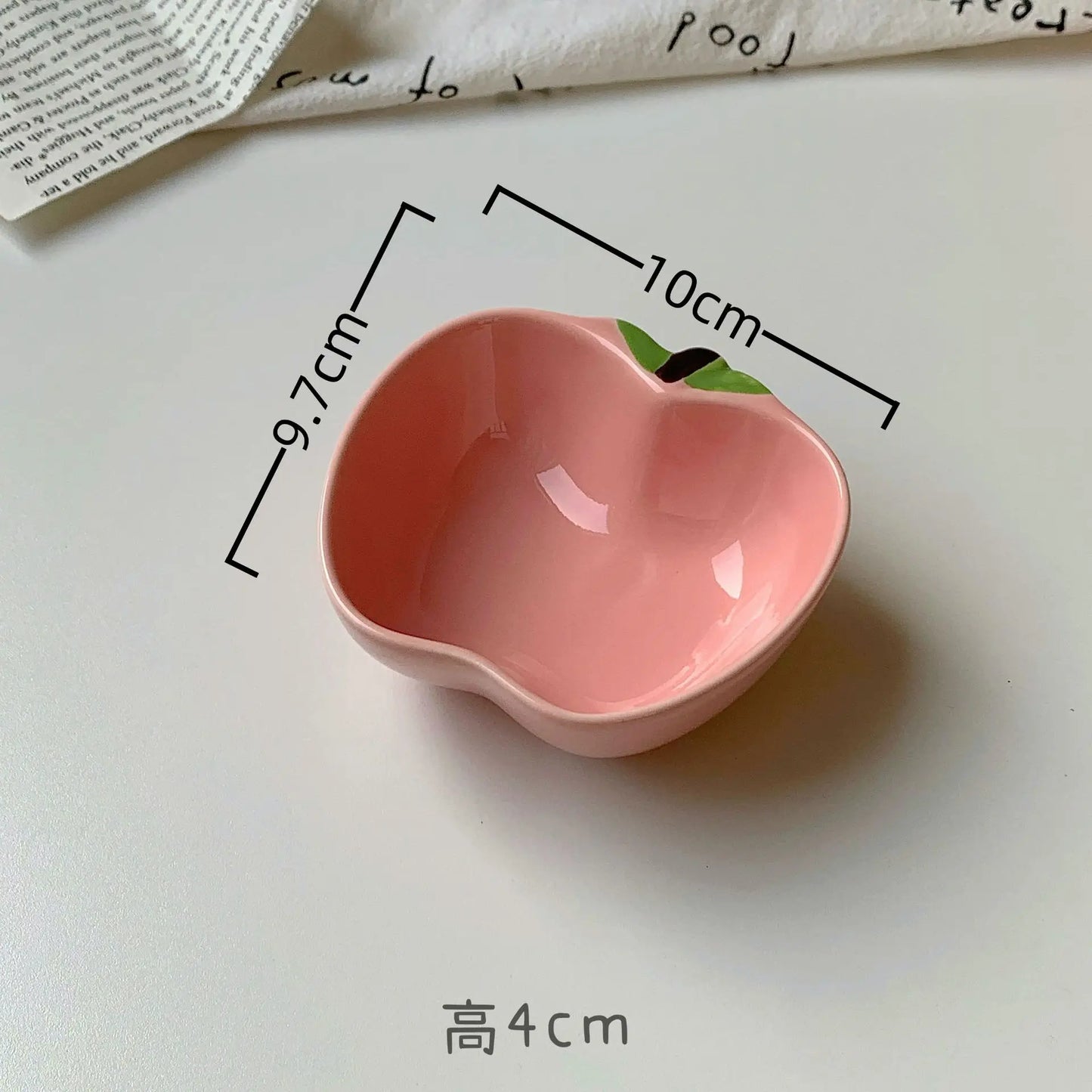 Cartoon Cute Ceramic Dipping Dish Home Snack Side Dishes Bone Plate Seasoning Soy Sauce Sauce Dish Exquisite Household Tableware Peaceful Pleasures Health and Wellness Pink Apple