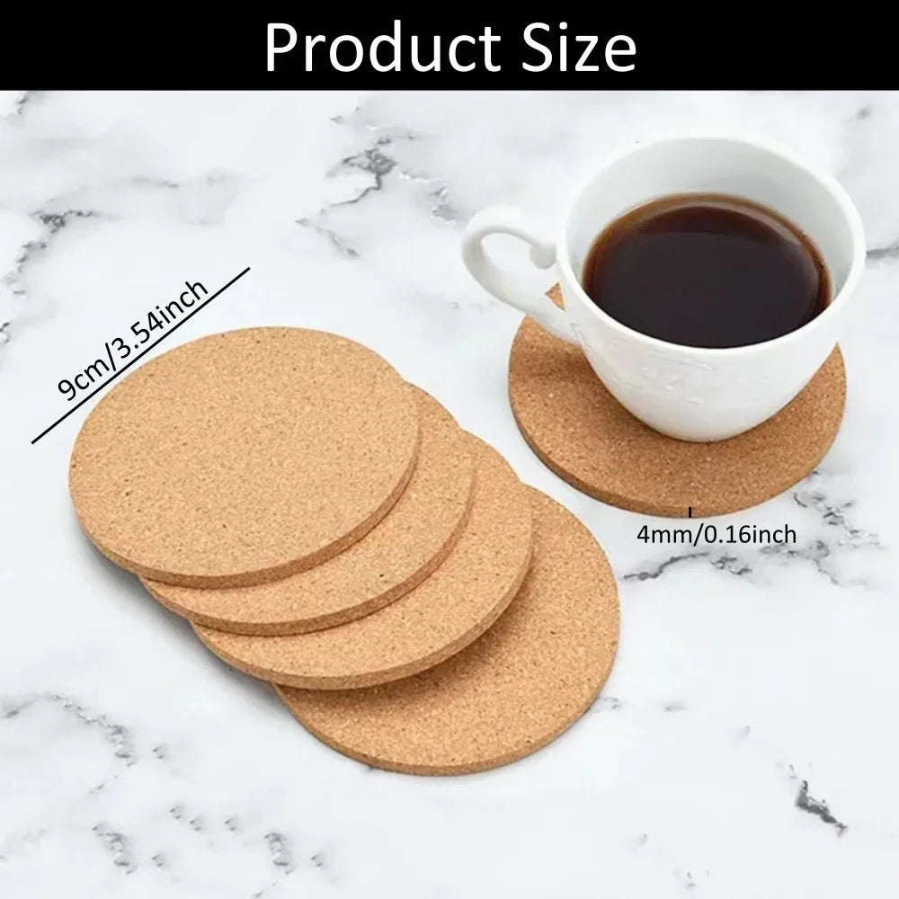 2/4/6Pcs Round Cork Coasters, Wooden Thick Drink Coasters, Heat Resistant Bar Coasters for Kitchen Restaurant Home Bar Cafe Peaceful Pleasures Health and Wellness