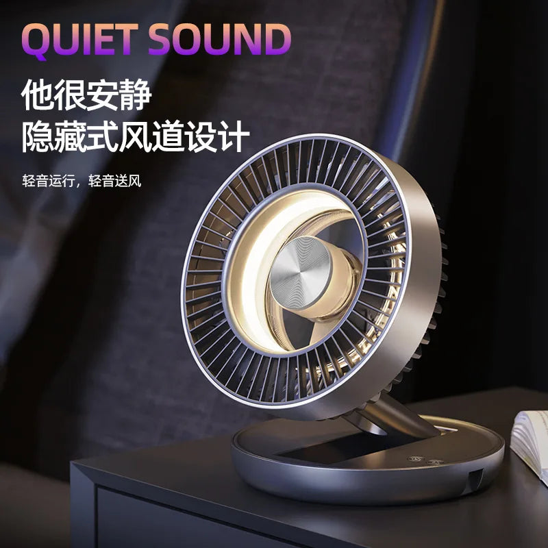 Foldable Desktop & Wall Fan with Colorful LED Lights | USB