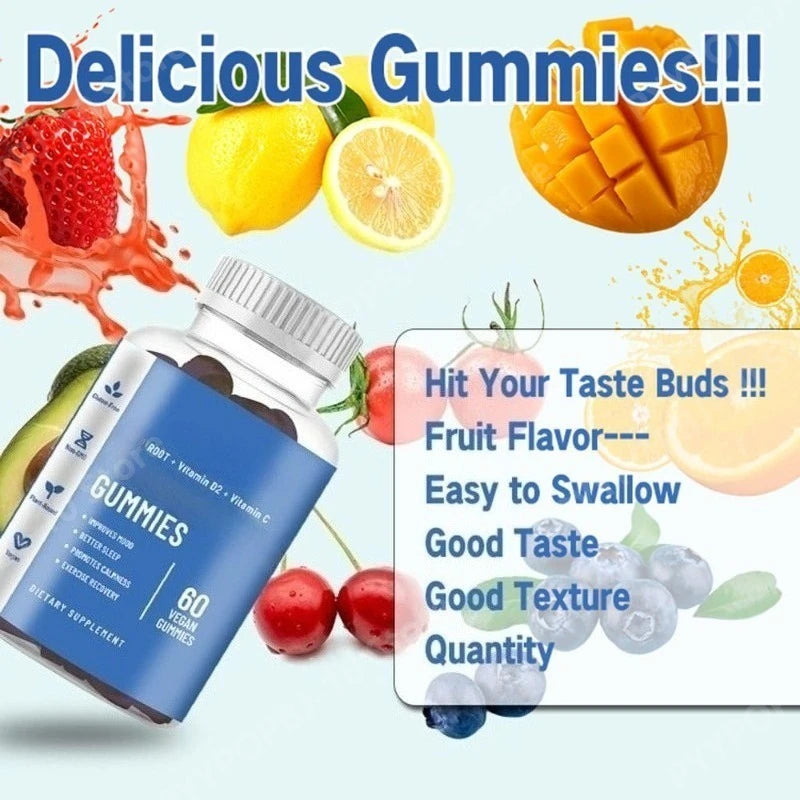 Vitamin D2 & C Gummies | Vegan Blueberry Non-GMO 60ct