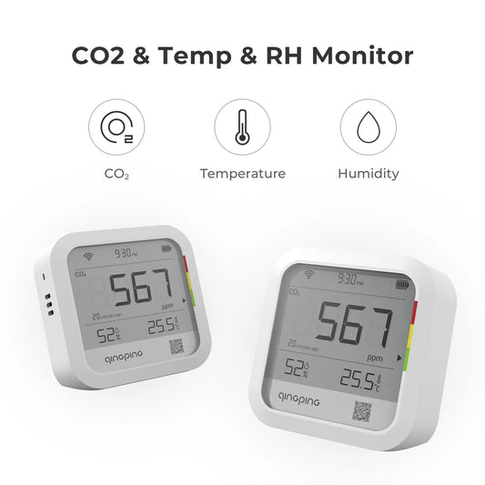 Qingping Meter Carbon Dioxide Detector WIFI CO2 Detetor Time Digital LCD Indoor Thermometer Hygrometer Qingping LoT Recharge Peaceful Pleasures Health and Wellness