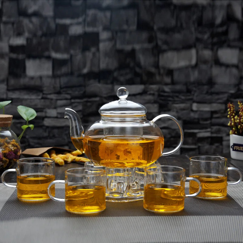 600/800/1000ml Heatable Glass Tea Set Filterable Heat-resistant Thickened Glass Teapot High Borosilicate Glass Flower Tea Pot Peaceful Pleasures Health and Wellness