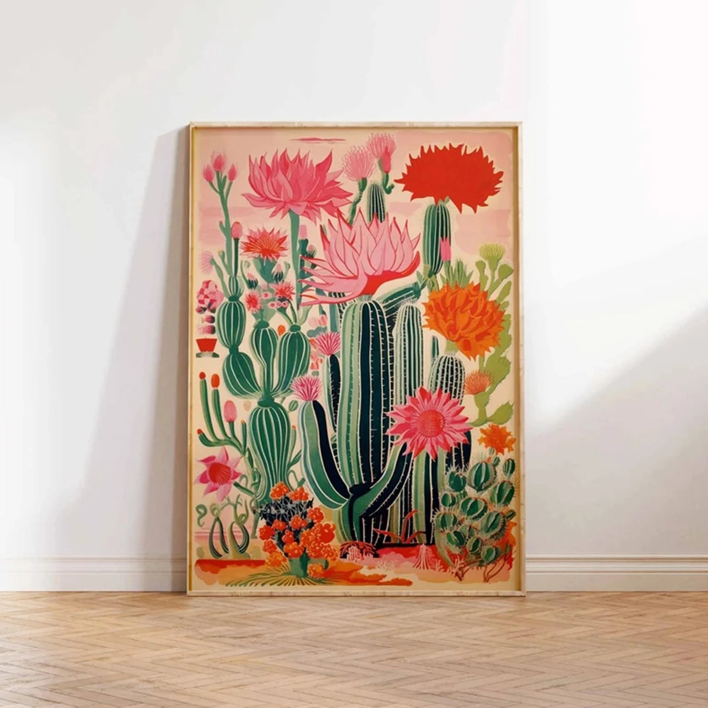 Colorful Mexican Cactus Canvas Wall Art Print | Home Decor