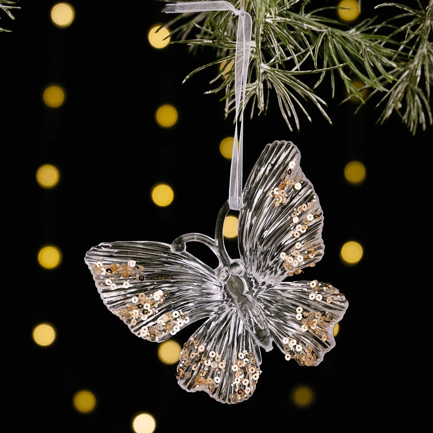 Sequined Acrylic Christmas Ornaments – Snowflake & Bell Pendants