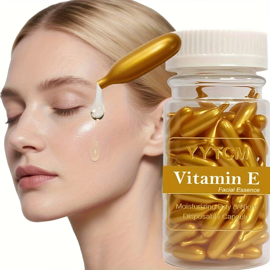 Vitamin E Serum Capsules, Single-Use Essence Capsules, Hydrating and Moisturizing Facial Skin 90 Capsules/Bottle - 1 Bottle Peaceful Pleasures Health and Wellness