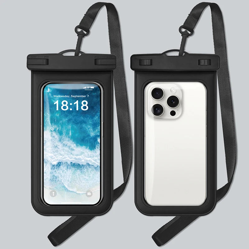 waterproof phone pouch smartphone case waterproof phone pack phone armbands and pouches phone diving case swimming bag phone Peaceful Pleasures Health and Wellness Black(7 inch)