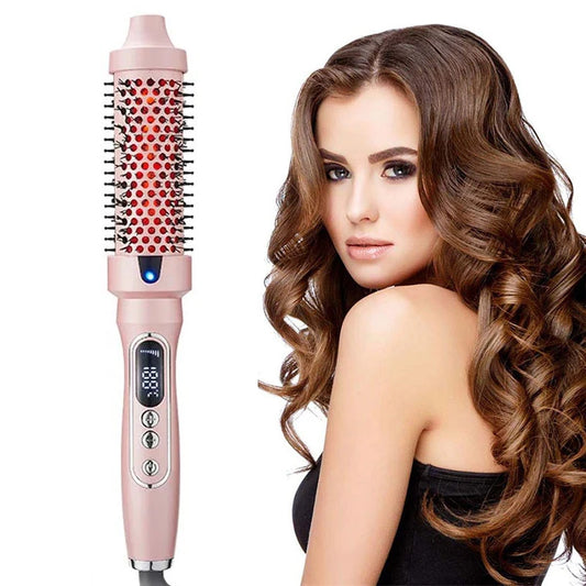 Fast Heating Fluffy Styling Comb Digital Screen Straightening Curling Ionic Hair Curling Wand Brush Infrared Hair Styling Set Peaceful Pleasures Health and Wellness