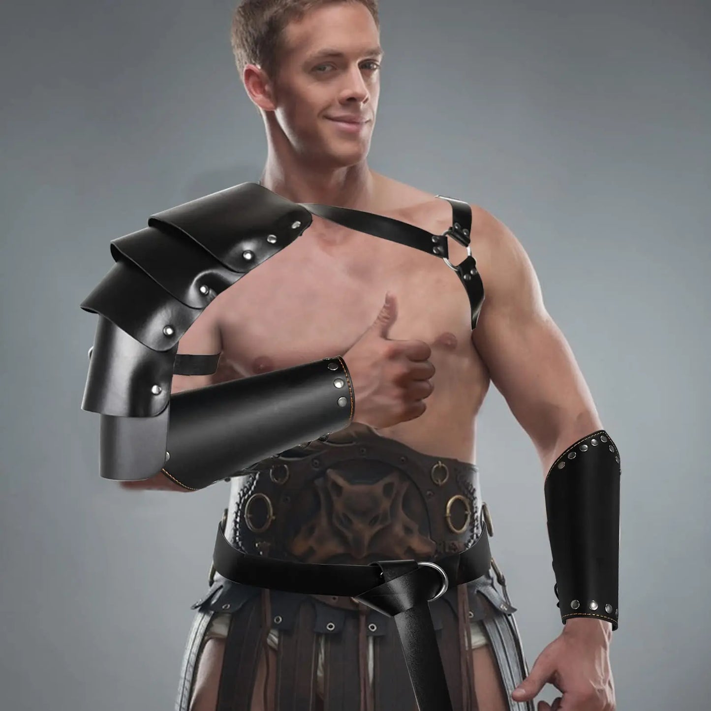 Medieval Renaissance Viking Barbarian Leather Arm Guard Bracer Nordic