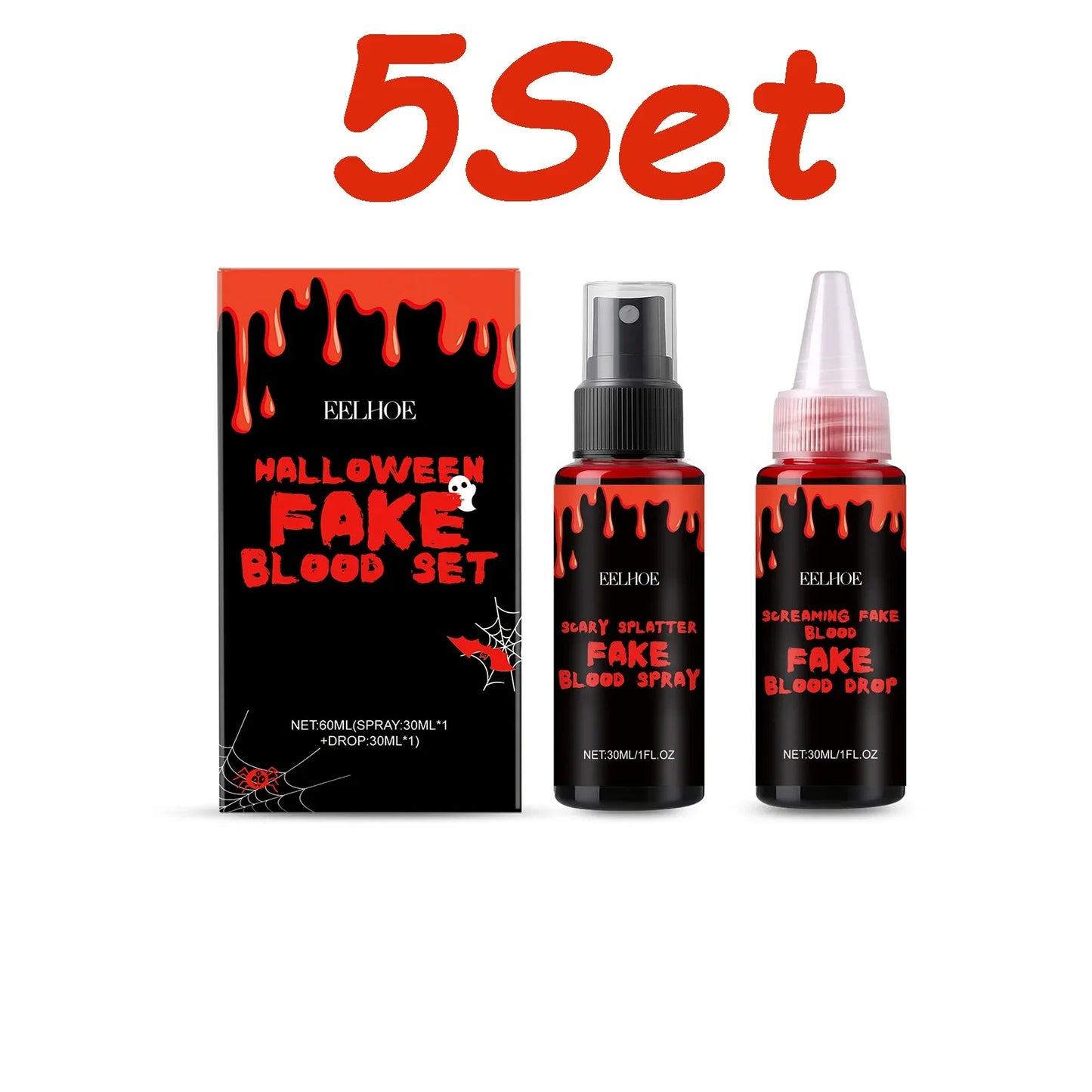 Eelhoe Halloween Fake Blood Set – Drip & Spray SFX Makeup