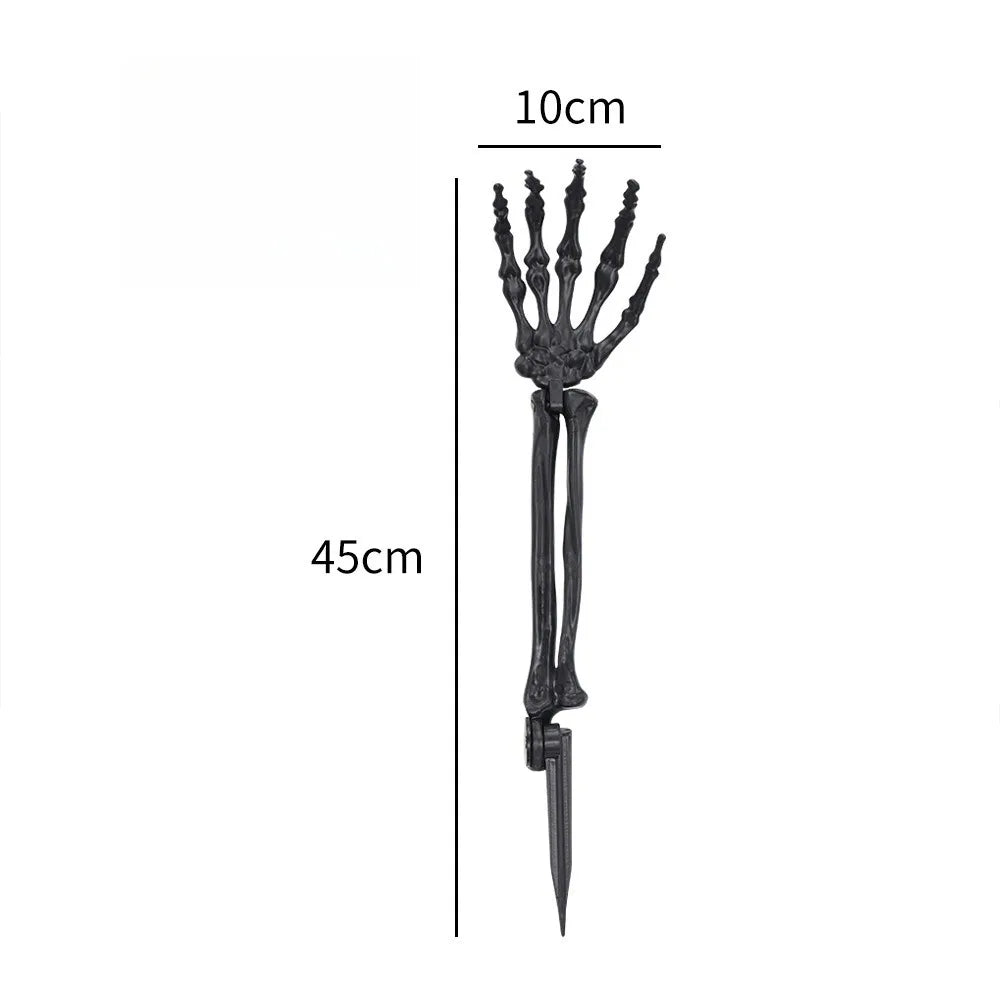 Halloween Skull Skeleton Head Realistic Human Hand Arms for Halloween Party Home Garden Lawn Decor Haunted House Horror Props Peaceful Pleasures Health and Wellness Black