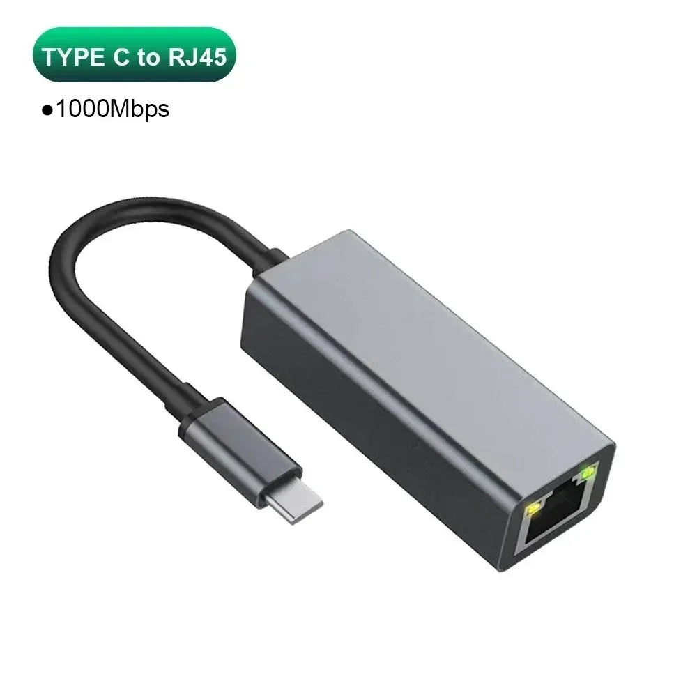 1000Mbps USB C Ethernet Adapter USB 3.0 to RJ45 Gigabit Network Card Lan Adapter for Laptop MacBook PC Windows Android TV Box Peaceful Pleasures Health and Wellness Type-C 1000Mbps