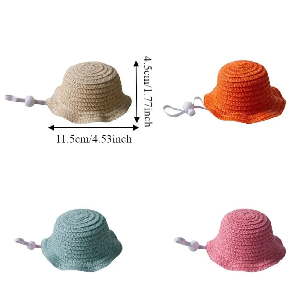 Adjustable Pet Straw Hat | Wide Brim Dog Sun Cap & Photo Prop