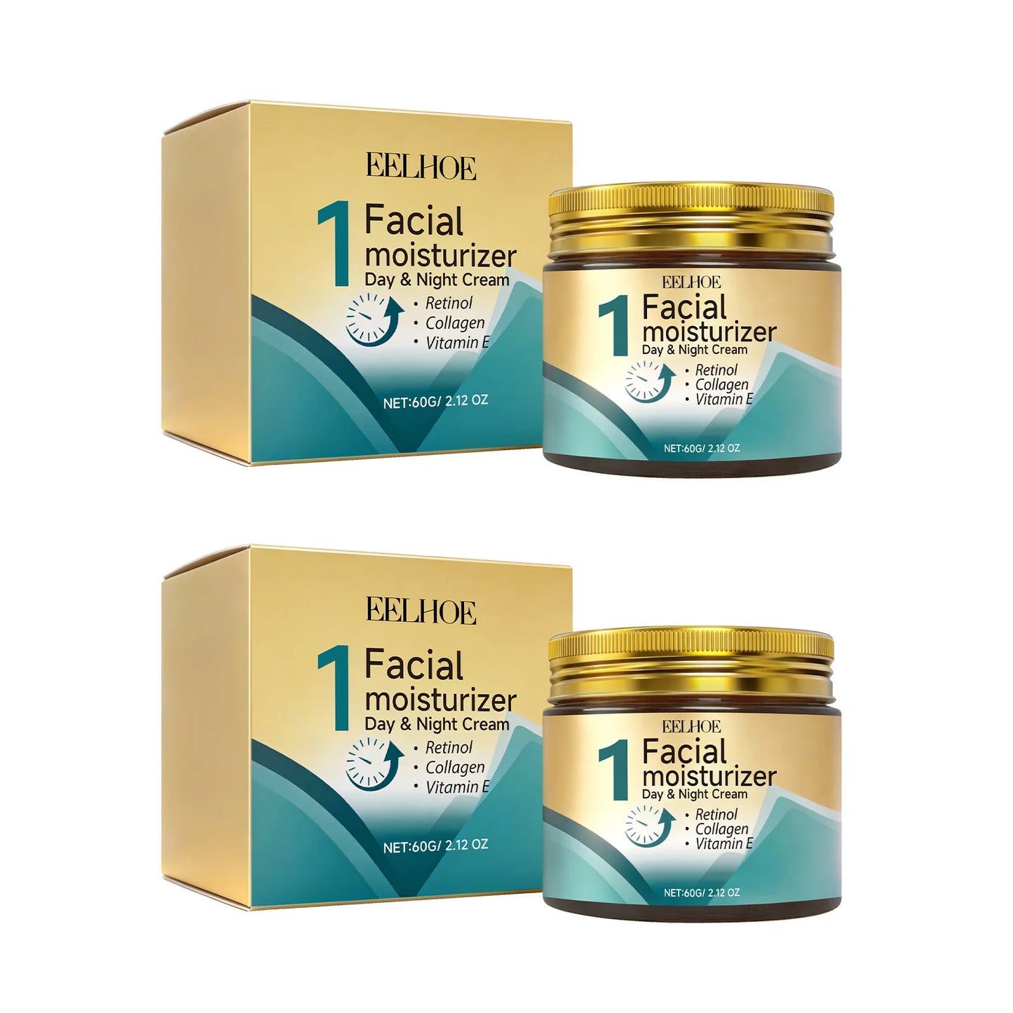Retinol Skin Care Cream Improving Skin Elasticity Softening Brightening Skin Reducing Dullness Shrink Pores Firming Moisturizer Peaceful Pleasures Health and Wellness 2 x 60g Boxed