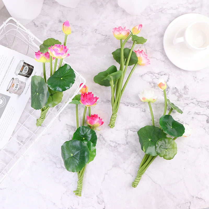 Artificial Silk Lotus Water Lily Flowers – Home Decor Bouquet
