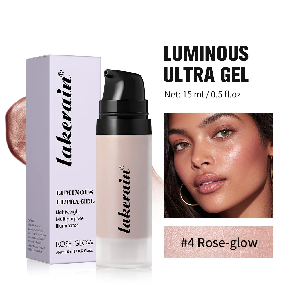 Highlight Foundation Glowy Super Gel Lightweight Dewy Multipurpose Llluminator Primer Moisturizing Nourish Non-Sticky Primer Peaceful Pleasures Health and Wellness 4Rose-glow