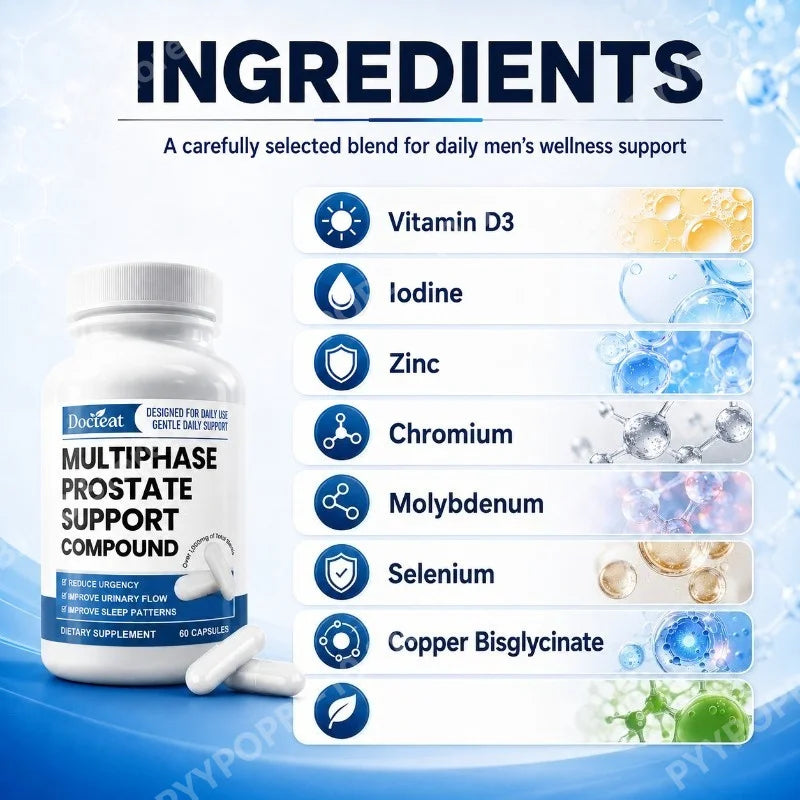 Docteat Men's Daily Wellness Capsules – D3, Zinc, Selenium 60ct