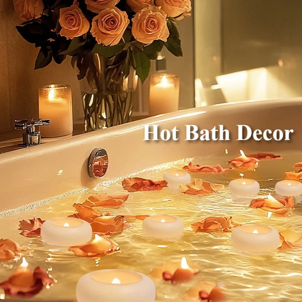 6-24 Pack Flameless LED Floating Candles Battery Operate Waterproof Tealights for Vases Wedding Party Pool Bathtub Decor Peaceful Pleasures Health and Wellness