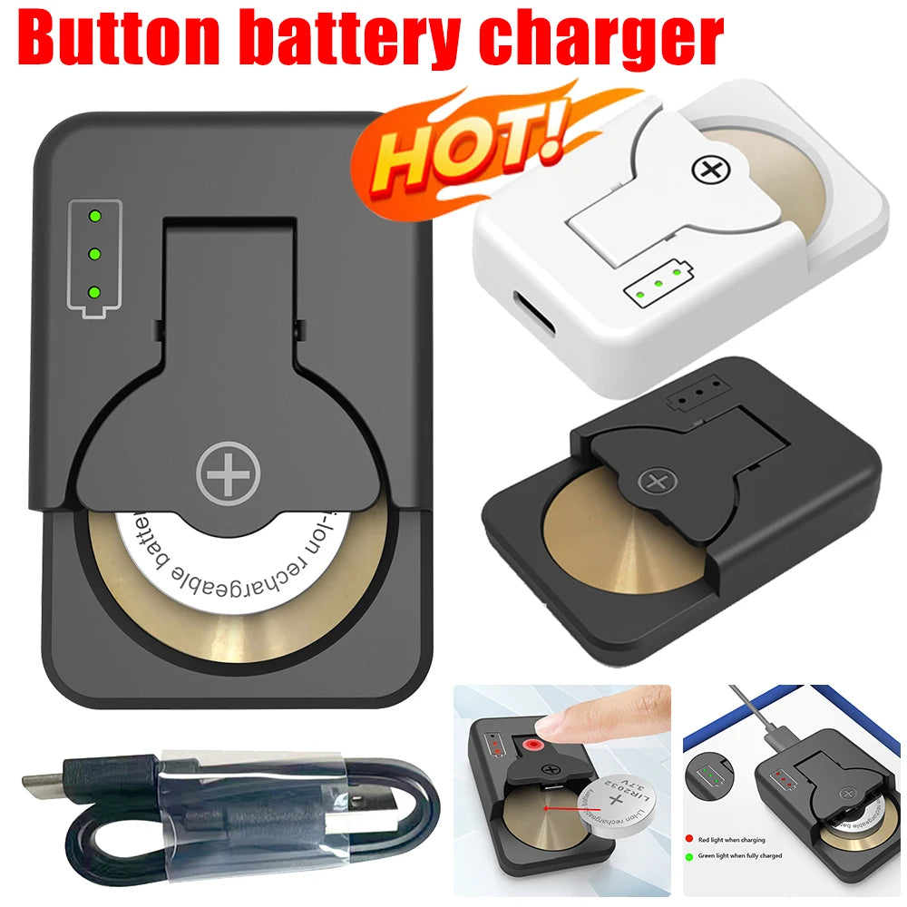 Rechargeable Button Battery Charger for LIR1025/1220/1254/1620/1632/2016/2025/2032/2430/2450 Type C Port Charging Battey Power Peaceful Pleasures Health and Wellness