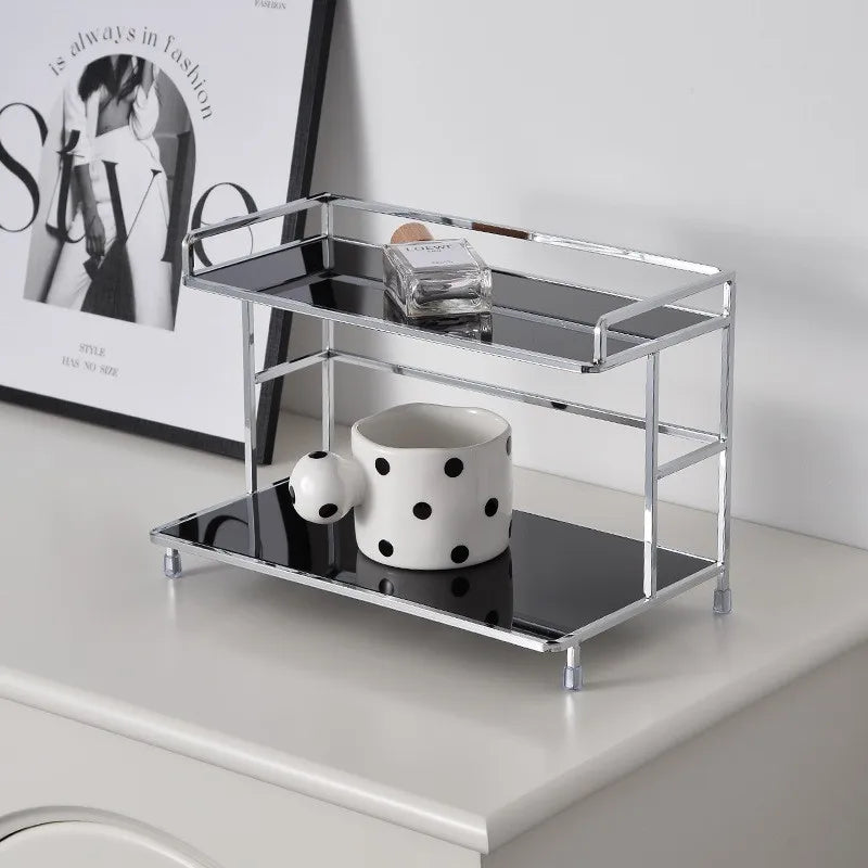 Metal Desktop Layered Storage Rack, Double-Layer Desk Storage Rack, Water Cup and Coffee Cup Storage Rack, Bathroom Cosmetics St Peaceful Pleasures Health and Wellness