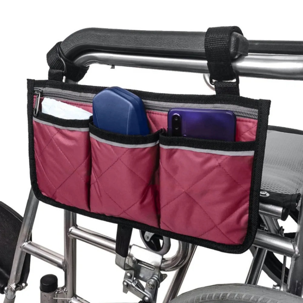 Wheelchair Armrest Hanging Bag | Multi-Pocket Waterproof Organizer