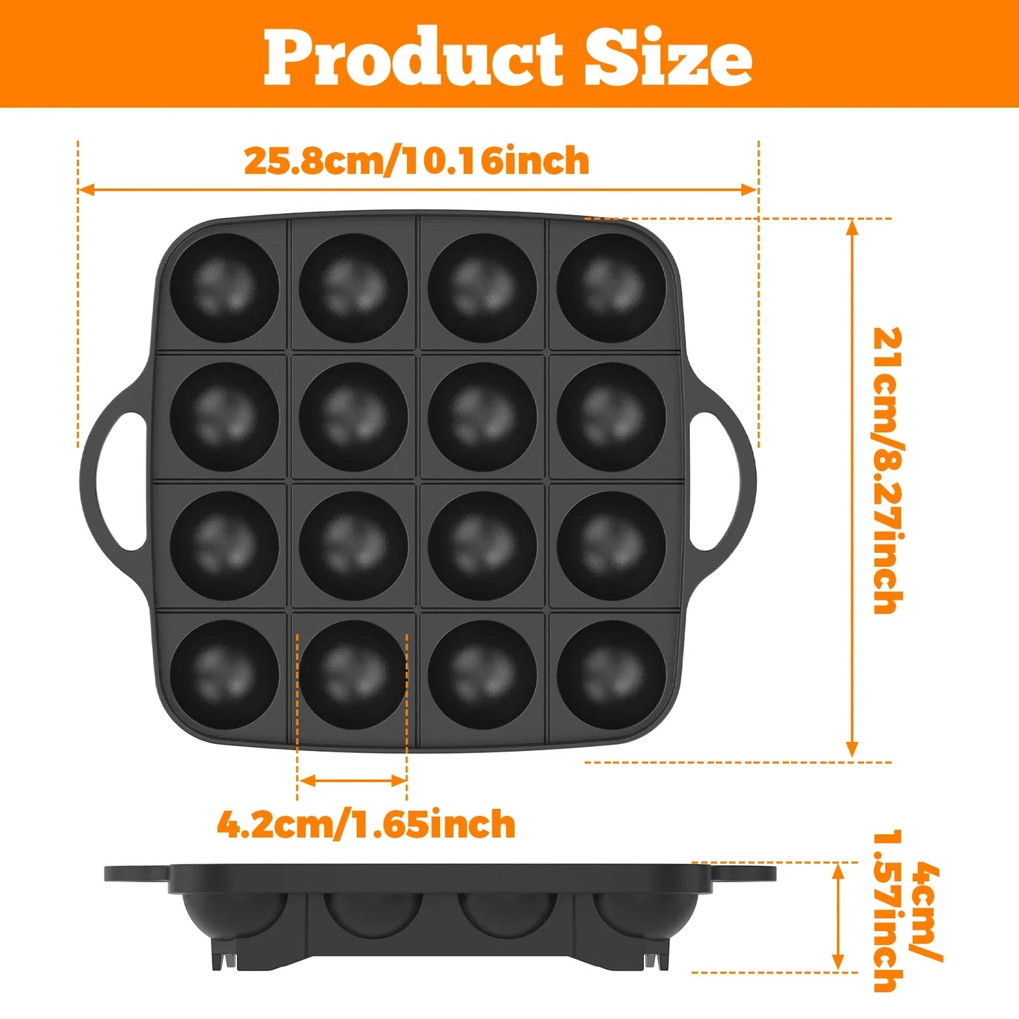 16-Hole Takoyaki Pan – Non-Stick Aluminium Meatball Mold