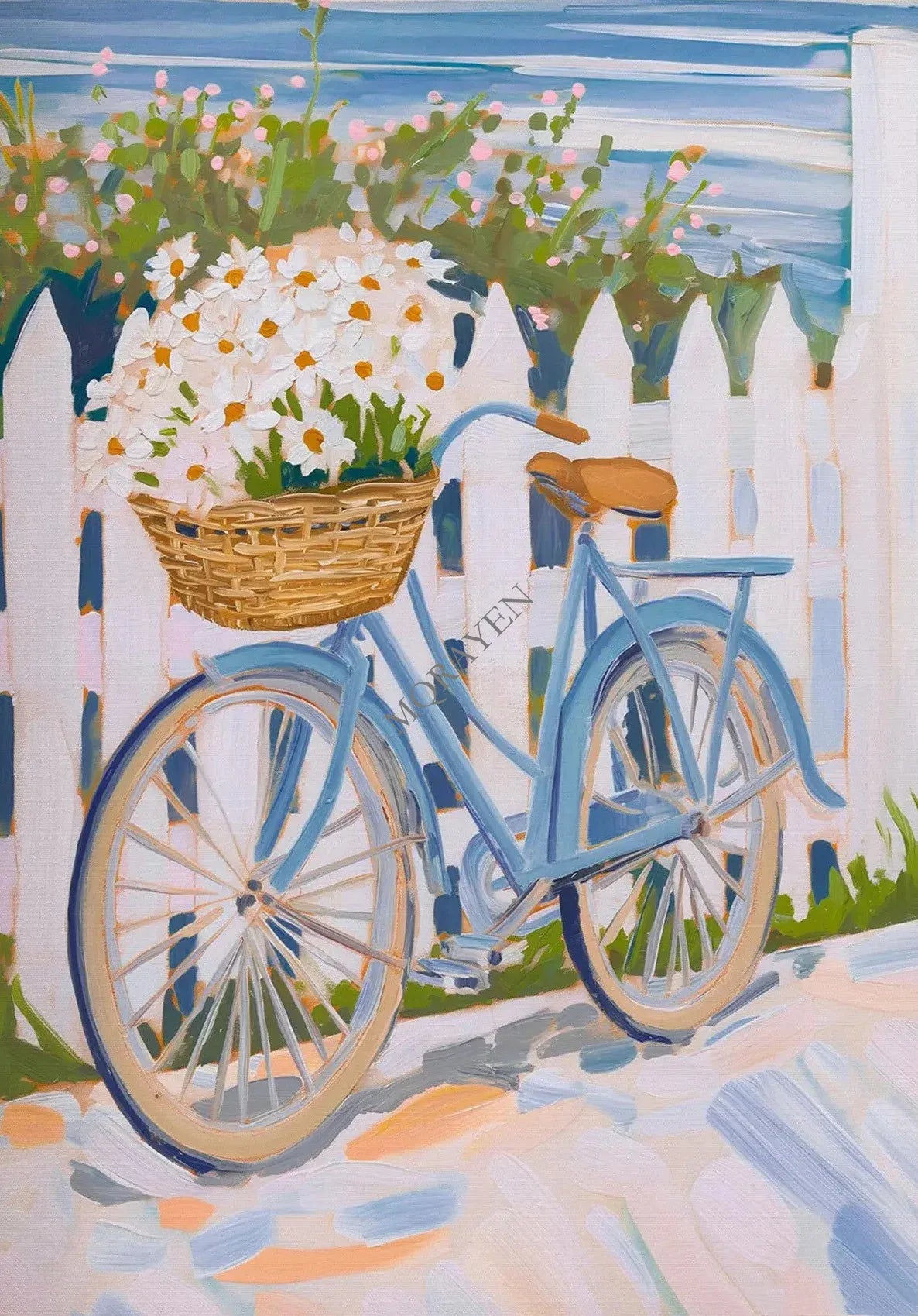 Blue Coastal Canvas Wall Art | Hydrangea Beach Seashell Print