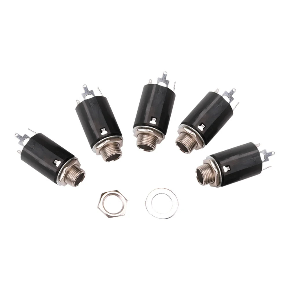 Guitar Stereo Output Plugs Solid 5pcs Guitar EQ Jack Socket 6.35mm Jack Stereo Pickup Female Output Socket Plug Peaceful Pleasures Health and Wellness