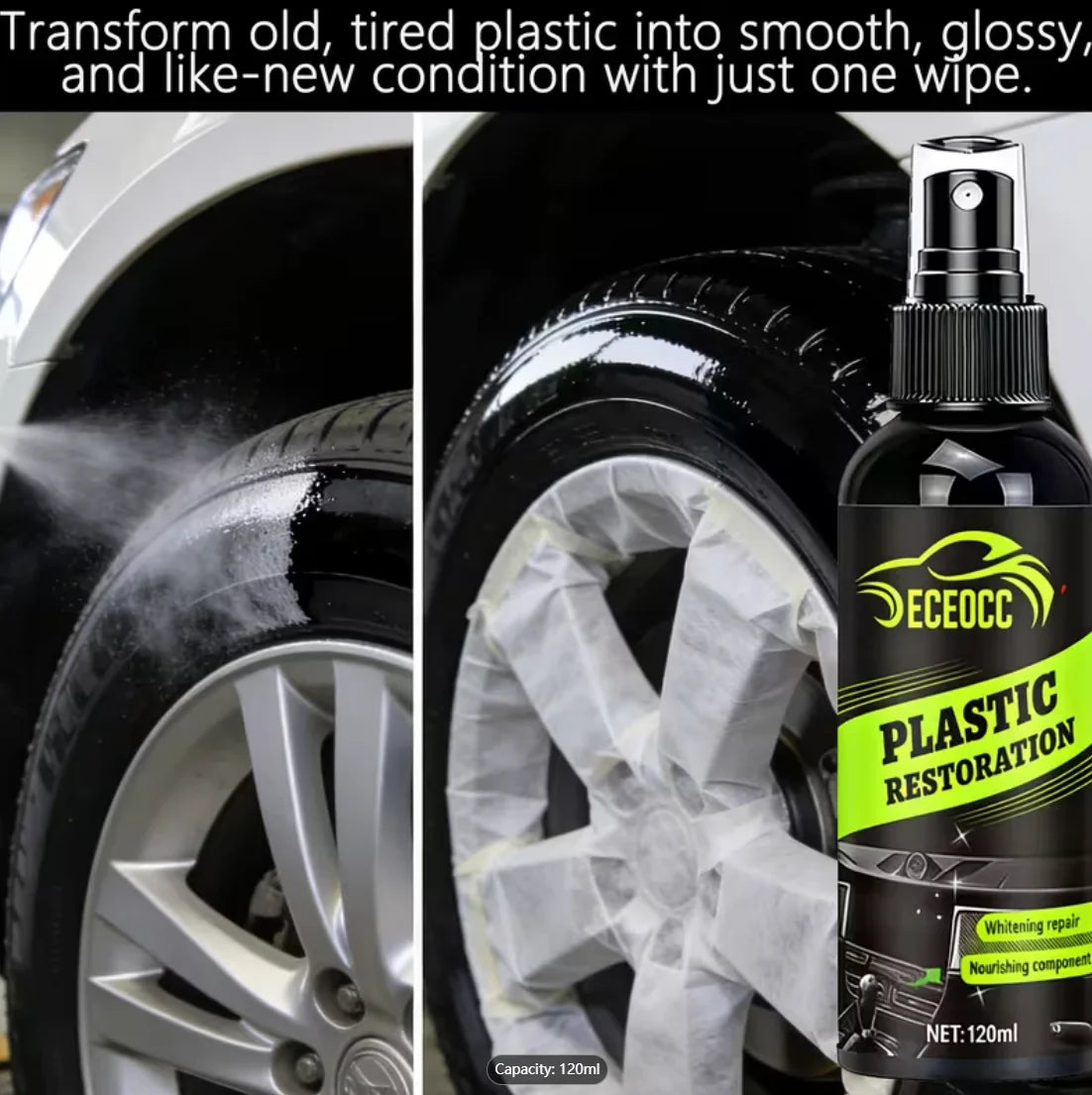 Auto Plastic, Leather & Tire Restoration Spray | Long-Lasting Shine