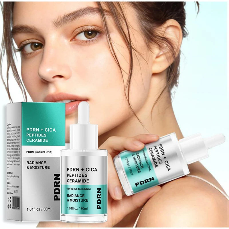 PDRN Cica Centella Serum 30ml Hydrating Repairing Face Essence Boosts Radiance Deeply Moisture Nourish Strengthens Skin Barrier Peaceful Pleasures Health and Wellness