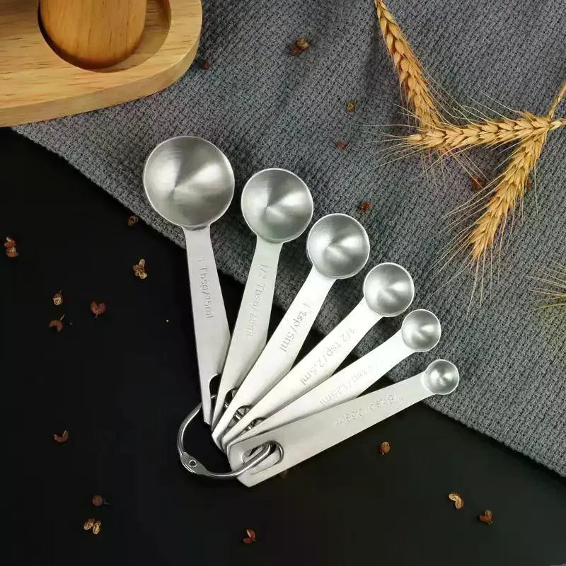 Stainless Steel Measuring Spoons Set 6 Pcs – Stackable Kitchen