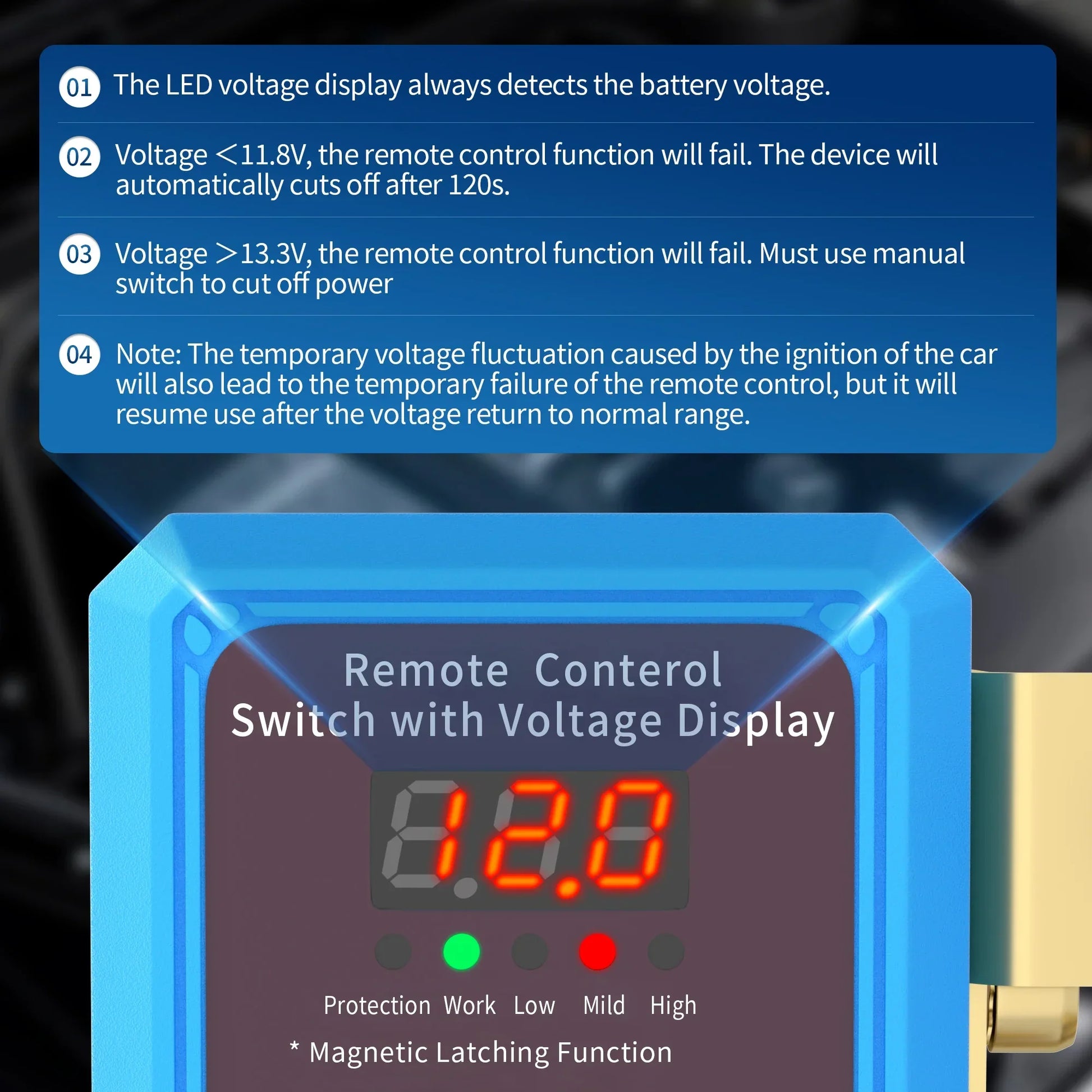 DaierTek 240A Remote Battery Kill Switch with LED Display Peaceful Pleasures Health and Wellness