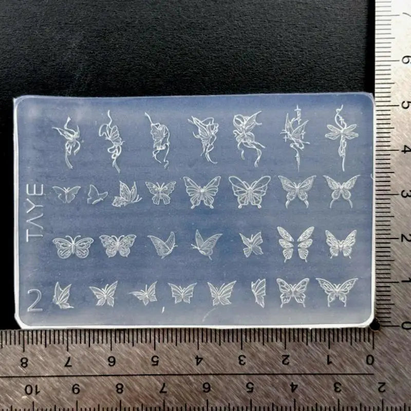Vintage Flower Design 3D Nail Art Butterfly Mold, DIY Clear Silicone, Floral Frame Relief Manicure Tool Peaceful Pleasures Health and Wellness A2
