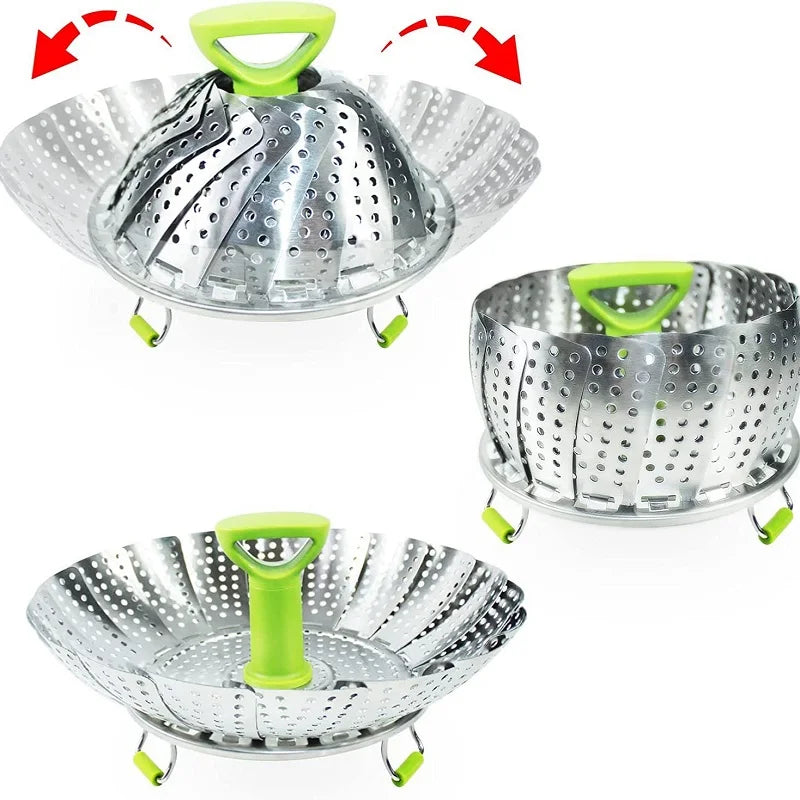 Stainless Steel Folding Steamer Basket Set – 9 & 11 Inch