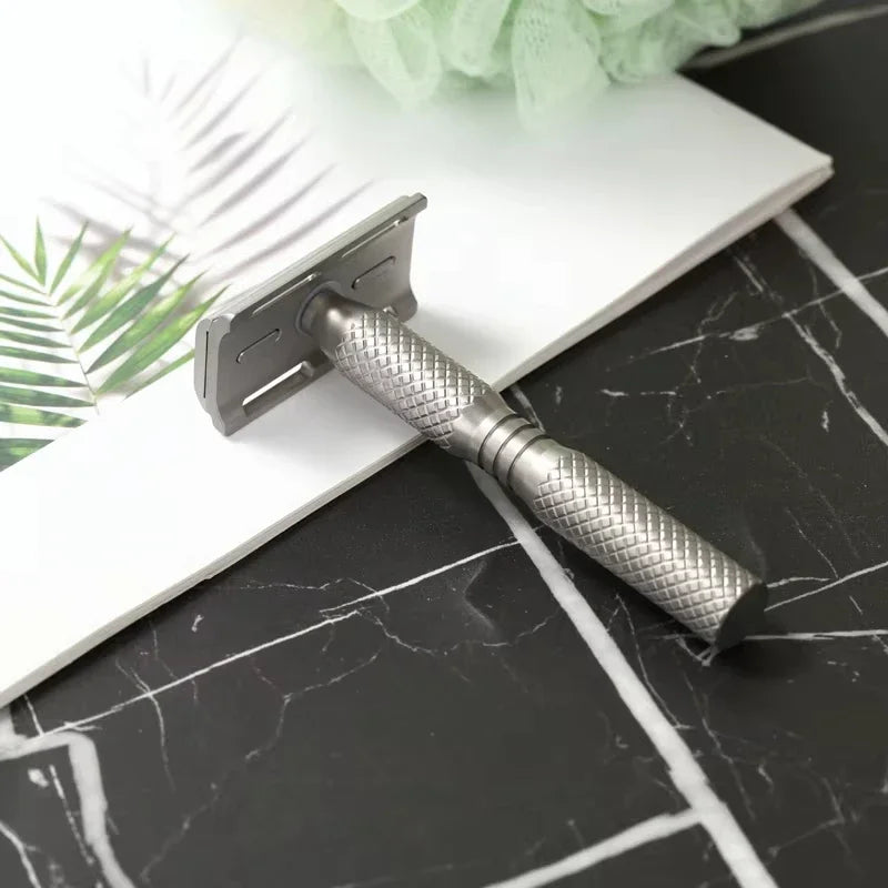 2026 YAQI Ghost Cross Grain Pattern Titanium Lightweight Safety Razor for Smooth Shaving Experience Peaceful Pleasures Health and Wellness