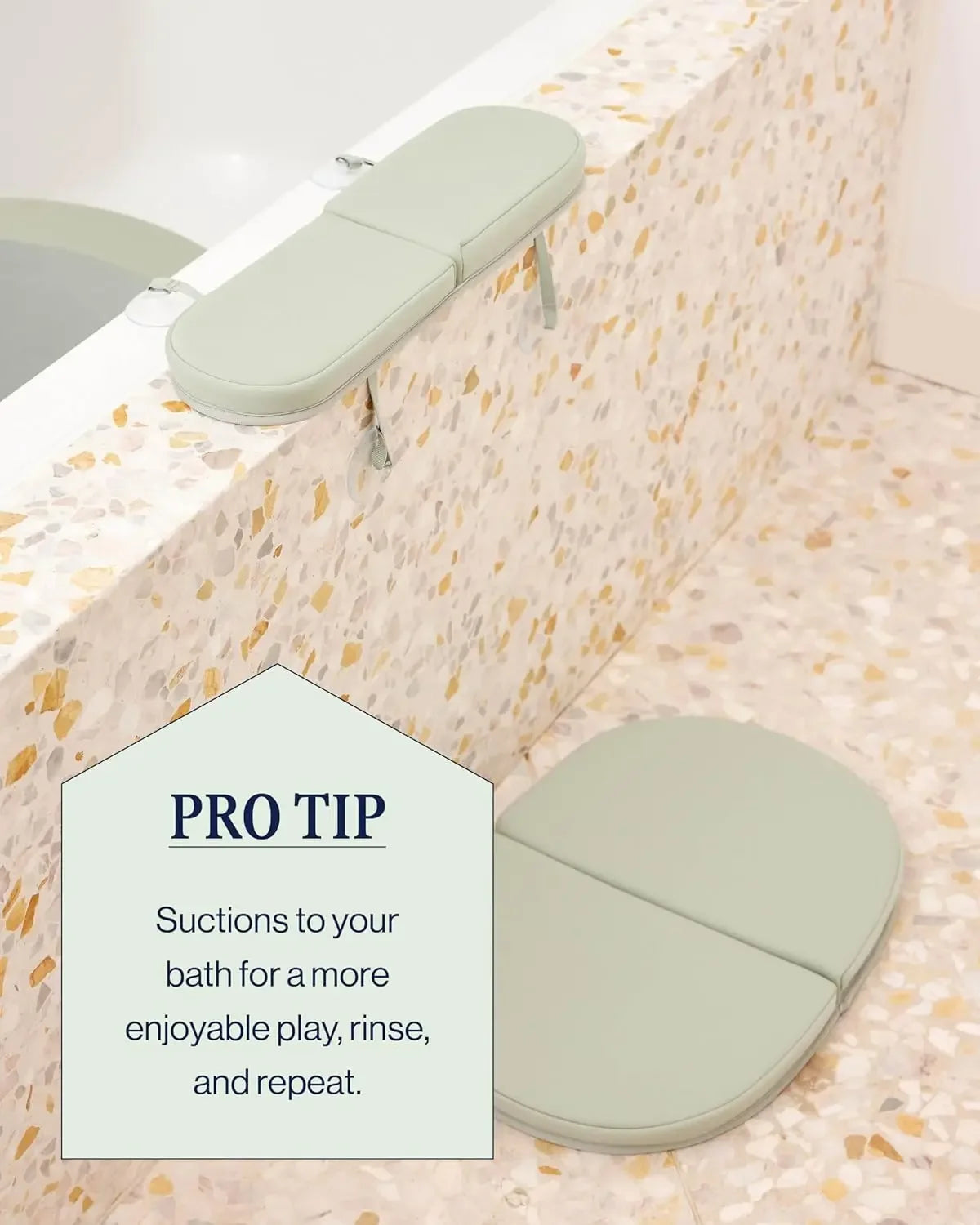 Foldable Padded Bath Kneeler & Elbow Rest Set - Quick-Dry, Suction Cups for Stability, Grey Peaceful Pleasures Health and Wellness