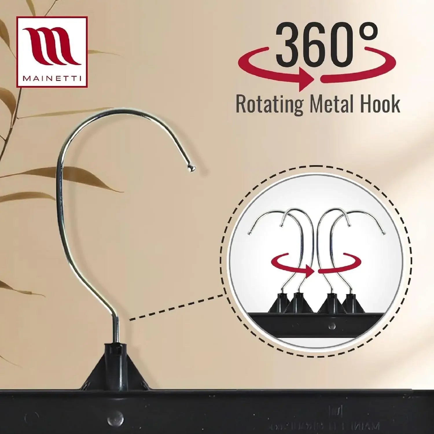 100 Pack Black Plastic Clothes Hangers with Swivel Metal Hook & Non-Slip Clips, Space Saving for Pants, Skirts, Shorts Peaceful Pleasures Health and Wellness