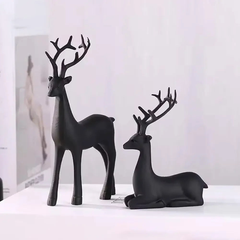 Christmas Reindeer Decor Modern Style Deer Statues Elk Sculpture Figurines Ornament Living Room Bedroom Office Home Decor Peaceful Pleasures Health and Wellness