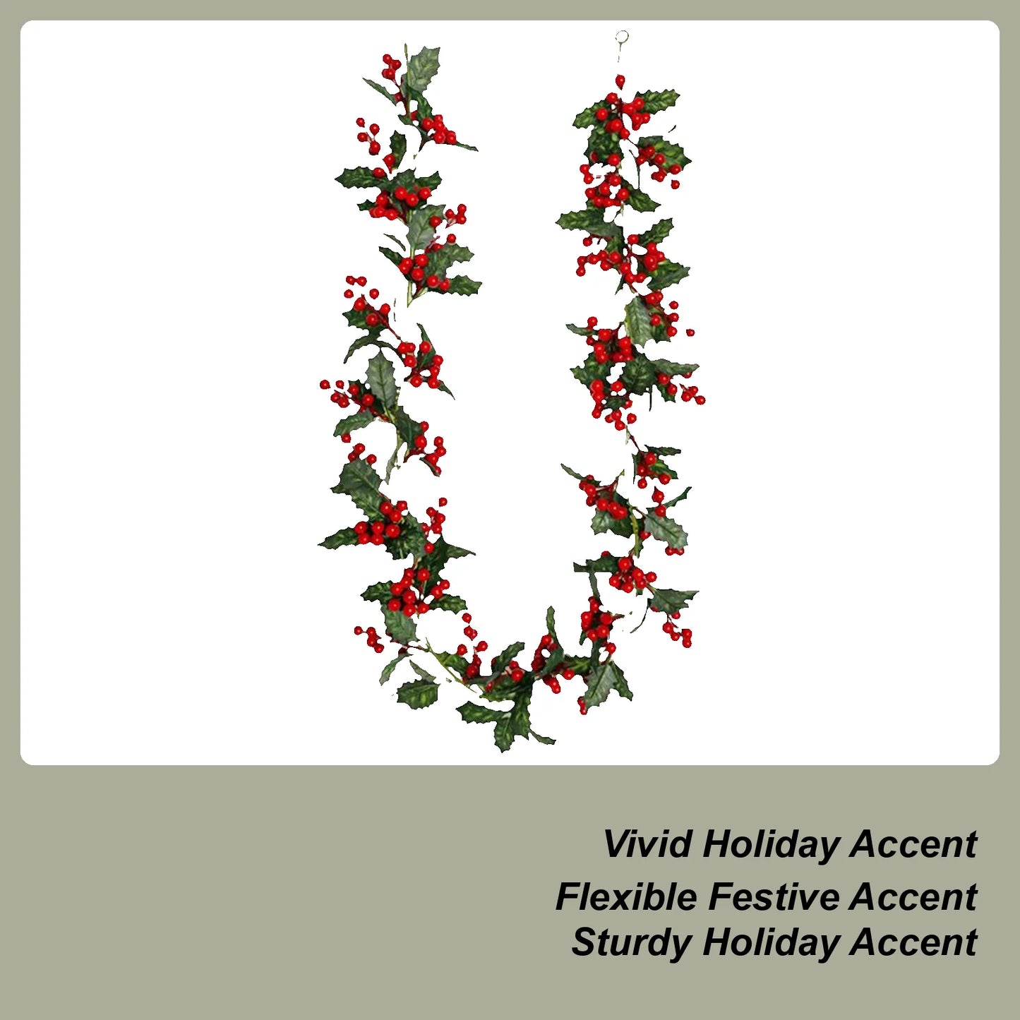 5.7 Ft Artificial Christmas Garland with Berries – Indoor & Outdoor