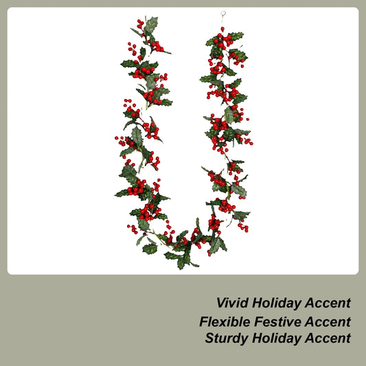 5.7 Ft Artificial Christmas Garland with Berries – Indoor & Outdoor Artificial Christmas Garland Peaceful Pleasures Health and Wellness