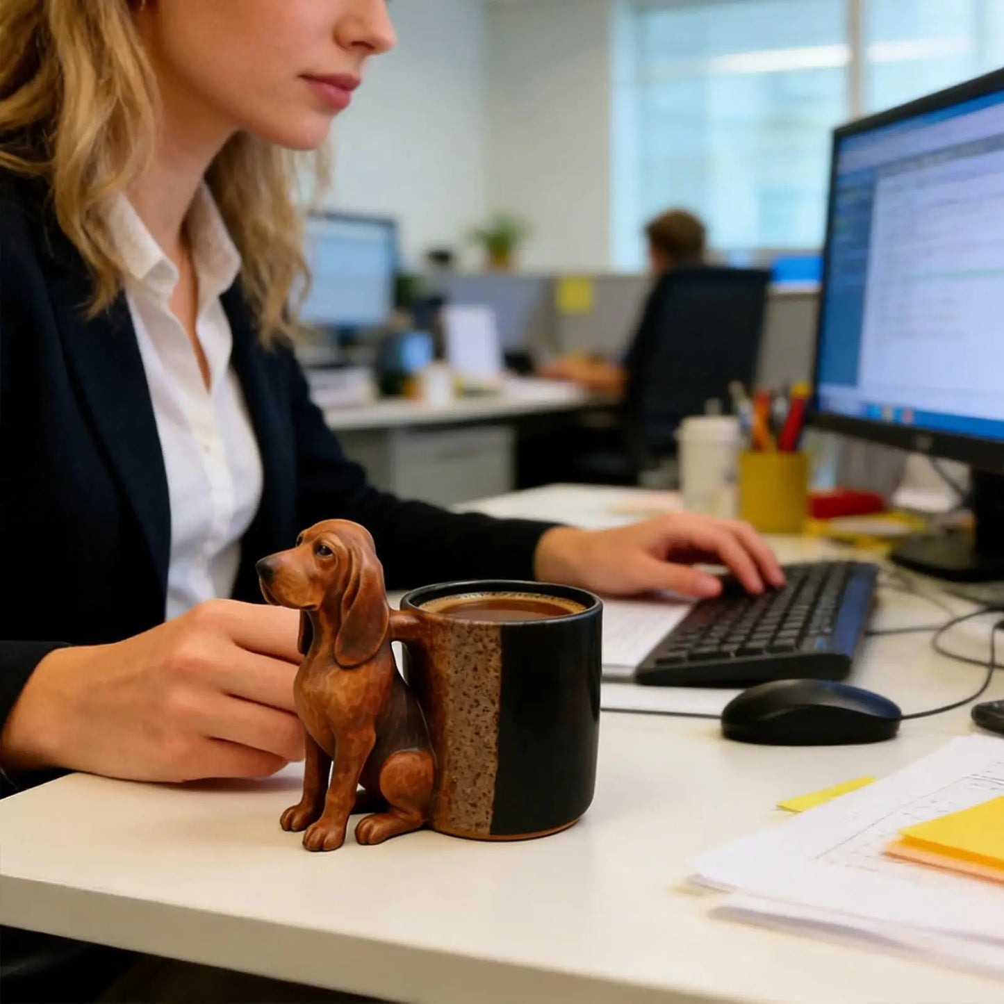 3D Dog Shaped Beverage Mug Tea Mug Desktop Beverage Cup for Home Office Living Room Cafe Dining Room Bedroom Coffee Tea Milk Peaceful Pleasures Health and Wellness