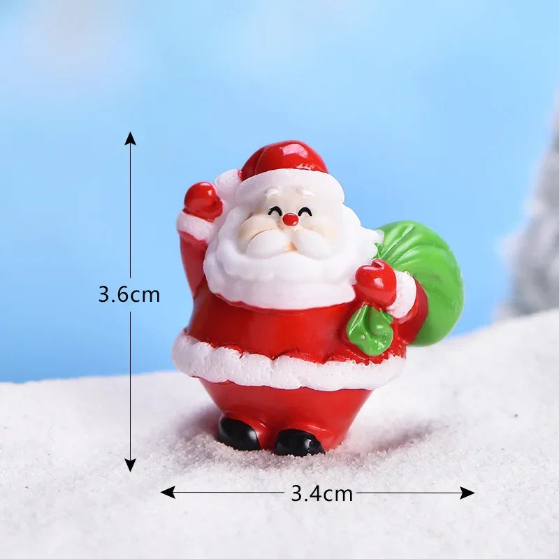 Mini DIY Resin Christmas Santa Snowman Figurine Micro Landscape Model Miniature Garden Figurine New Year Home Ornament Decor Peaceful Pleasures Health and Wellness 13
