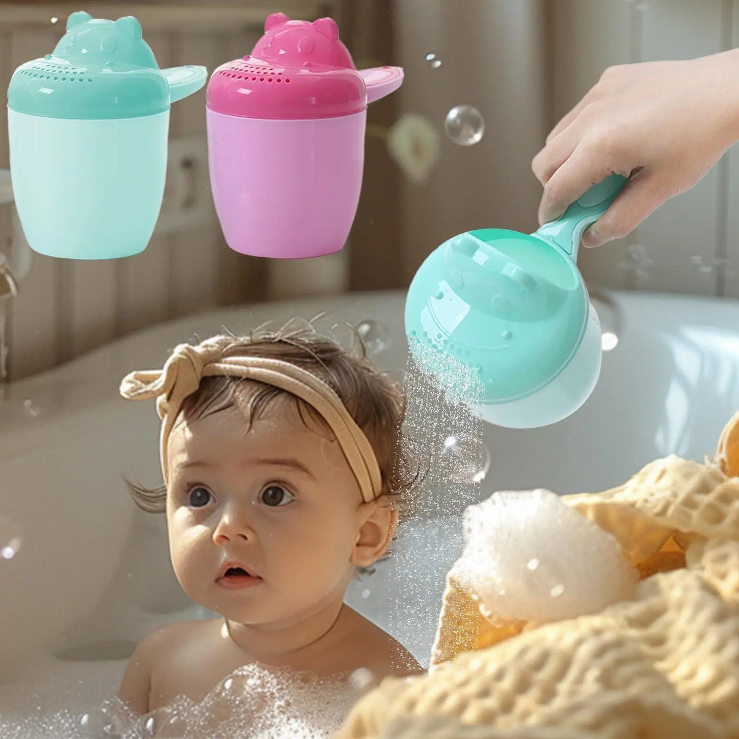 Cartoon Baby Bath Rinse Cup – Safe Kids Hair Washing Ladle