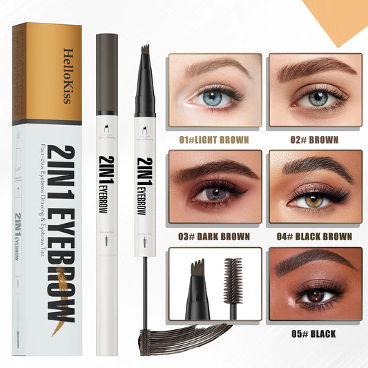 Hello Kiss 2-in-1 Waterproof Microblading Eyebrow Pen – 4 Tips Microblading Eyebrow Pen Oasis Select
