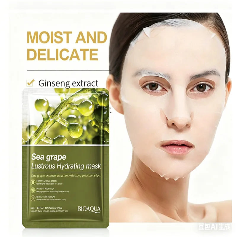 BIOAQUA Sea Grape Face Mask 10pcs – Moisturizing Anti-Aging Sheet