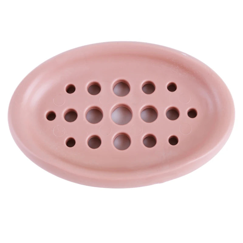 Silicone Soap Drain Box Filter Tray for Bathroom Kitchen Waterproof Soap Holder with Laundry Brush Practical Household Supplies Peaceful Pleasures Health and Wellness pink