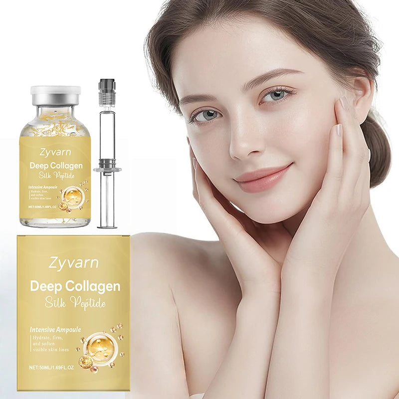 Collagen Silk Peptide Ampoule Essence Long-lasting Hydration Reduces Fine Lines Enhances Facial Radiance Korean Skincare Essence Peaceful Pleasures Health and Wellness