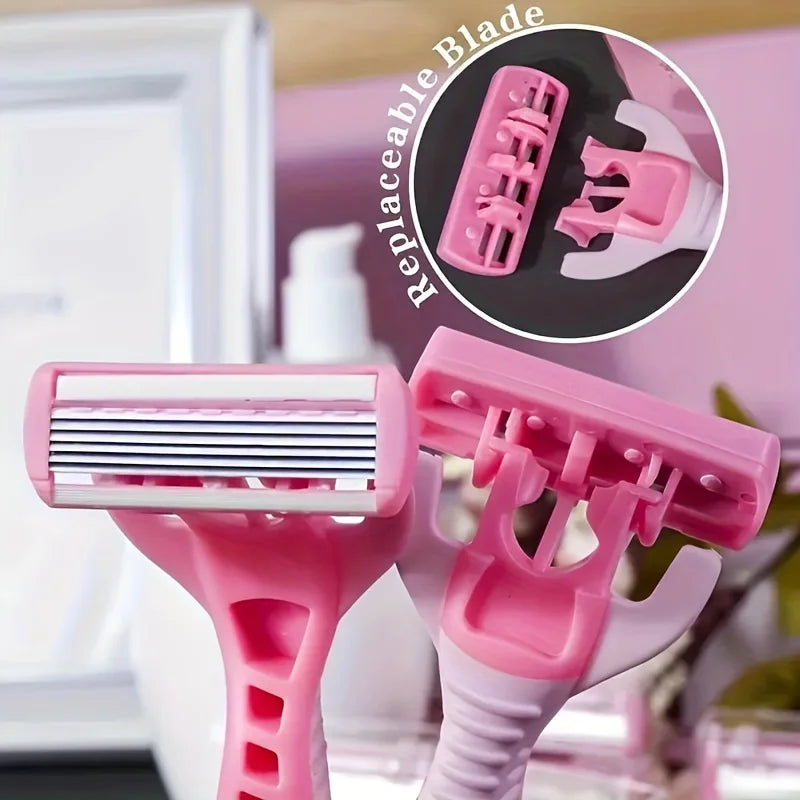 6-Blade Manual Safety Razor | Stainless Steel & Silicone Grip
